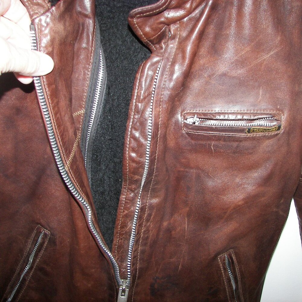 Vintage Golden Goose Giusso distressed caffe leather bomber jacket with tags - Picture 5 of 16